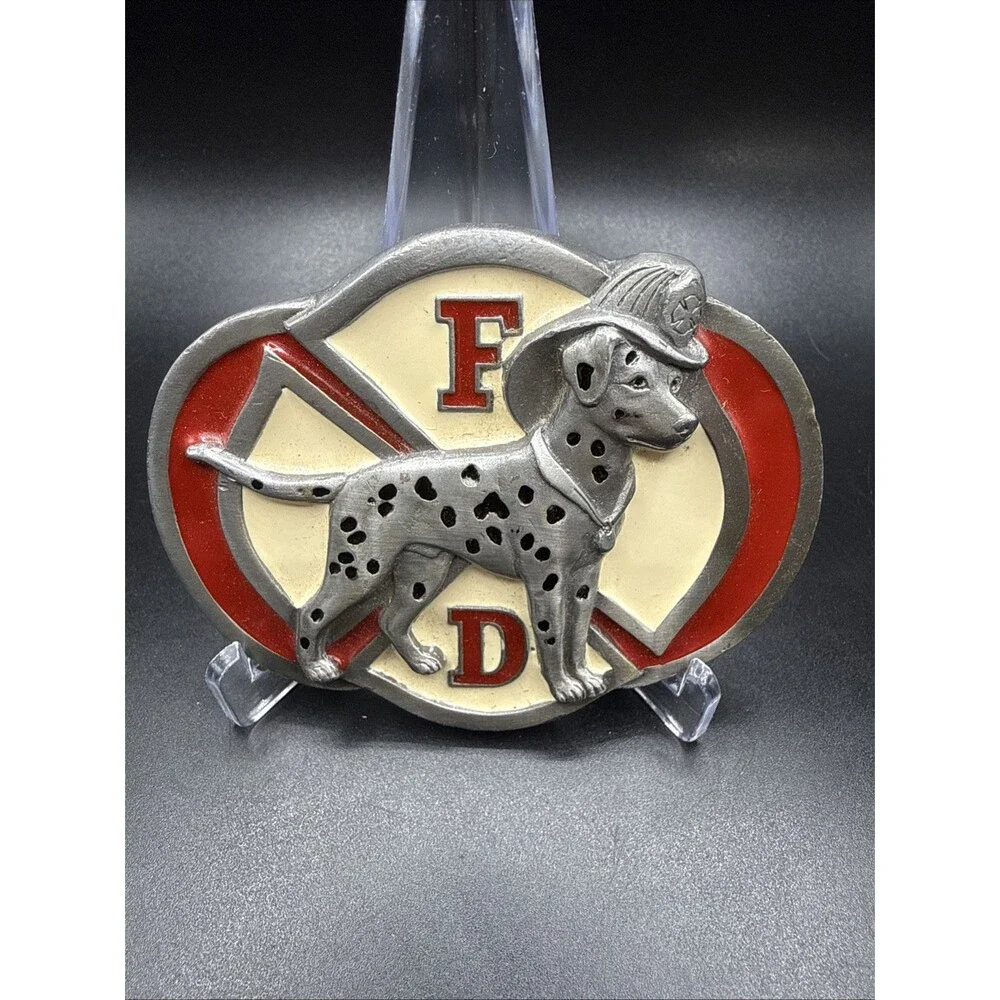 Vintage Buckles Of America Fire Department Maltese Cross Dalmatian Belt Buckle